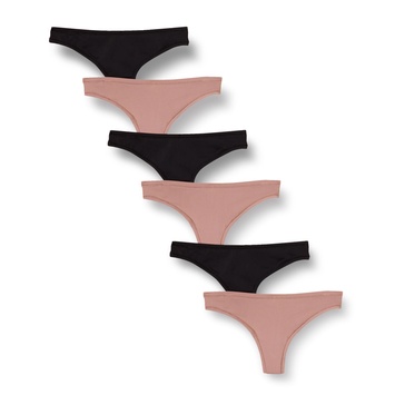 Amazon Essentials Women's Thong Underwear (Available in Plus Size), Pack of 6