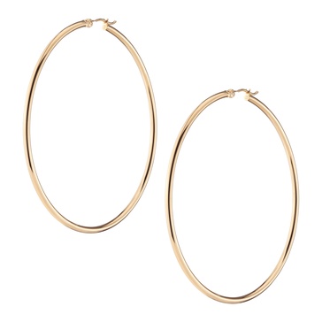 2mm Gold Hoop Earrings - 60mm