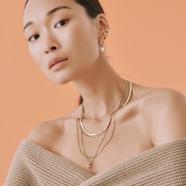 Gold Herringbone Chain Necklace