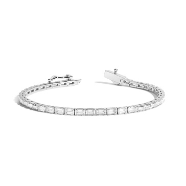 Lab Grown White Sapphire Horizontal Baguette Tennis Bracelet - 7ct