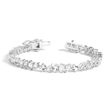 Lab Grown White Sapphire Mixed Shape Tennis Bracelet