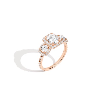 Pavé Emerald Tri-Diamond Ring