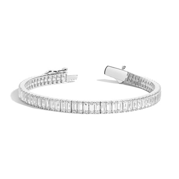 Lab Grown White Sapphire Baguette Tennis Bracelet -12ct