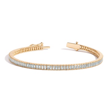 Lab Grown Aquamarine Baguette Tennis Bracelet