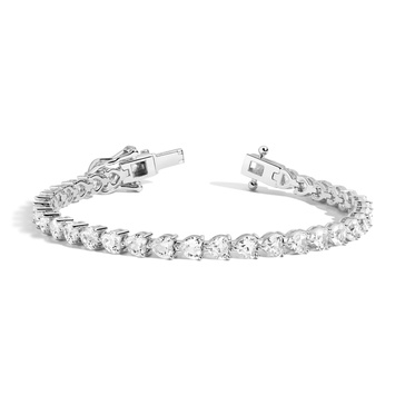 Lab Grown White Sapphire Heart Tennis Bracelet