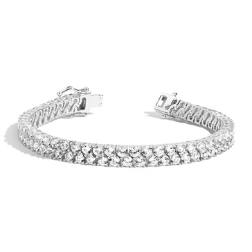 Lab Grown White Sapphire Double Row Tennis Bracelet
