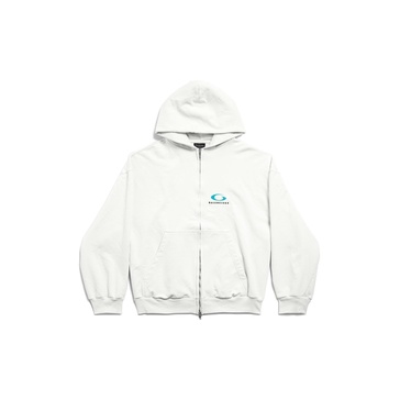 Men's Loop Sports Icon Zip-up Hoodie Regular Fit in Dirty White/blue