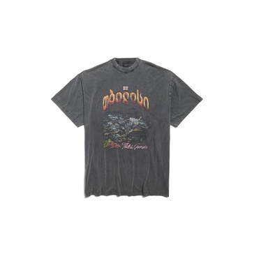 Men's Tbilisi T-shirt Oversized in Black Faded