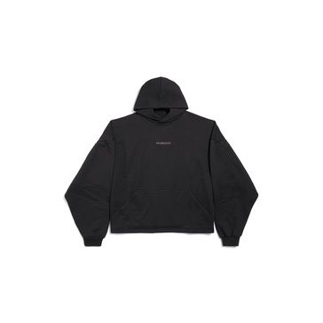 Women's Balenciaga Back Cropped Hoodie in Black