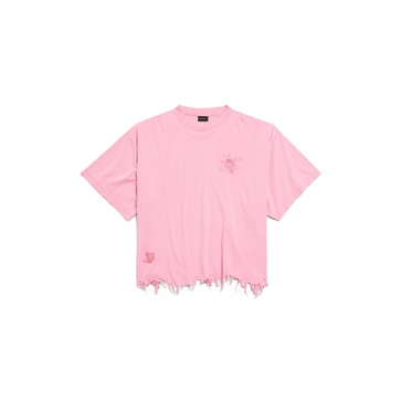Women's Balenciaga Nail Polish Cropped T-shirt in Baby Pink