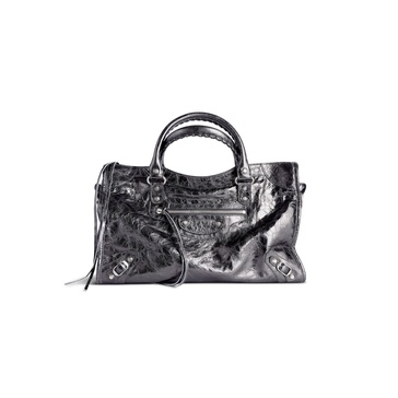 Women's Le City Medium Bag Metallized in Steel Grey