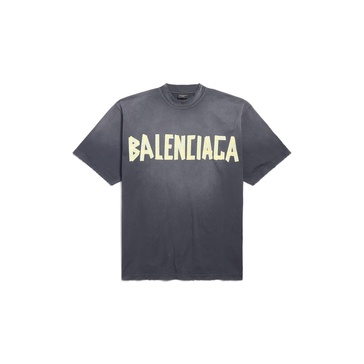 Tape Type T-shirt Medium Fit in Black Faded