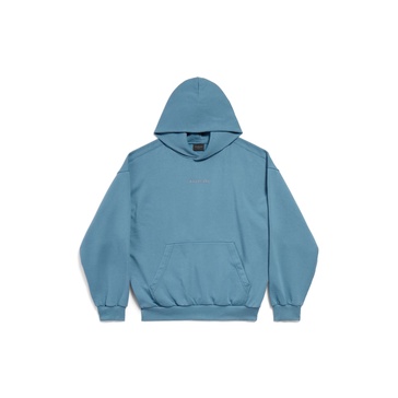 Balenciaga Back Reflective Hoodie Medium Fit in Grey Blue