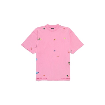 Women's Fruity T-shirt Medium Fit in Faded Pink