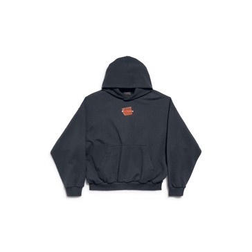 Men's Taped Balenciaga Back Hoodie Medium Fit in Faded Black