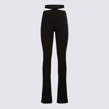Andreādamo Black Viscose Blend Trousers