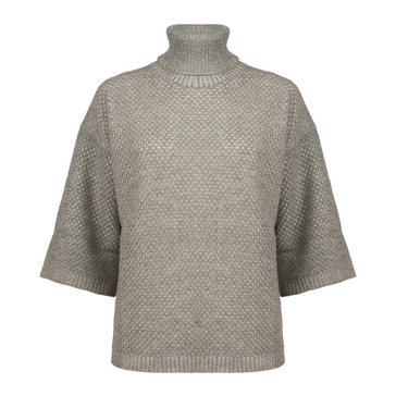 Fabiana Filippi Grey Mesh Turtleneck Sweater