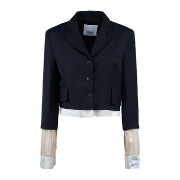 Erika Cavallini Midnight Blue Jacket In Cool Wool