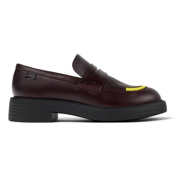 Burgundy leather loafers for women