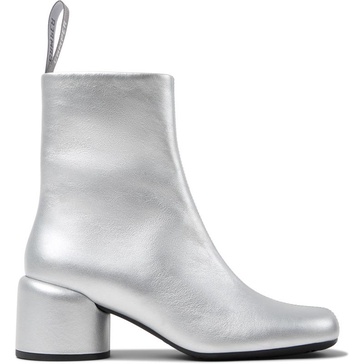 Silver Leather Ankle Boots for Women.