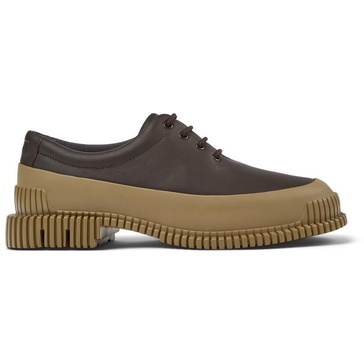 Brown leather lace-up shoes for women