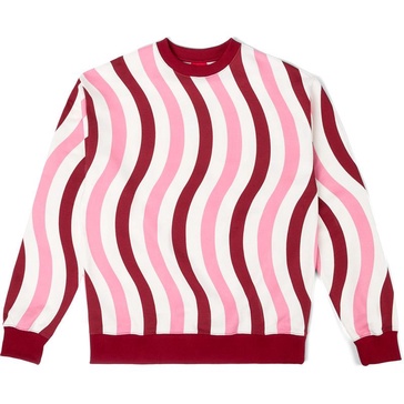 White, pink, and burgundy organic cotton sweater