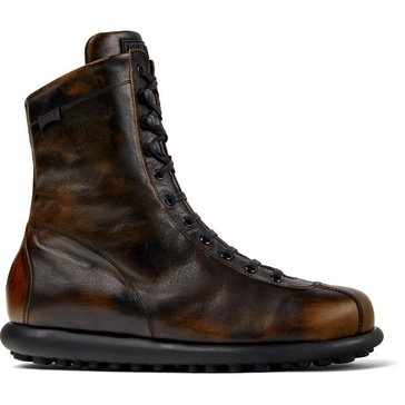 Black-brown leather boots for men