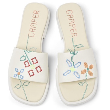 White Leather Sandals for Women.