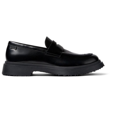 Black leather loafers for men
