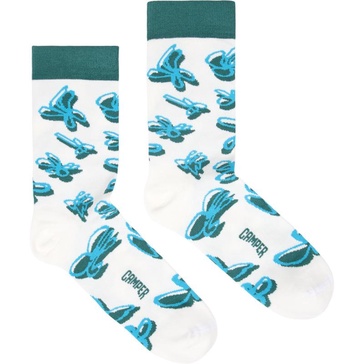 White, green, blue organic cotton socks.