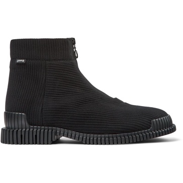 Black Textile Mid Boots for Men.