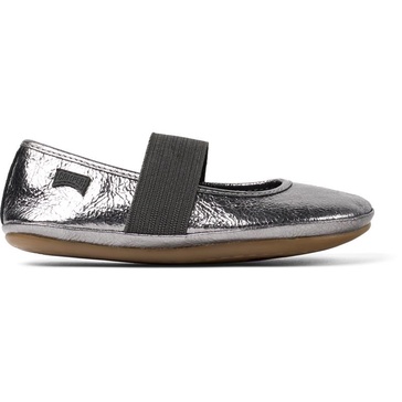Metallic grey leather ballerinas for kids