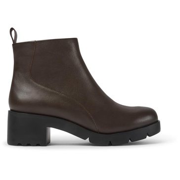 Dark brown zip ankle boot for women