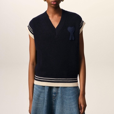 AMI Ribbed-Knit Vest - XS