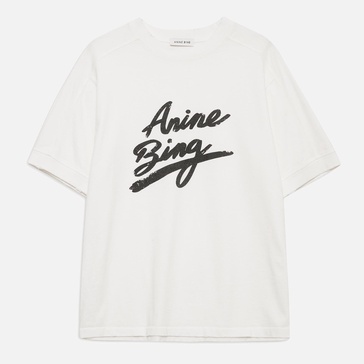 Anine Bing Jaylin Signature Cotton-Jersey Tee - M