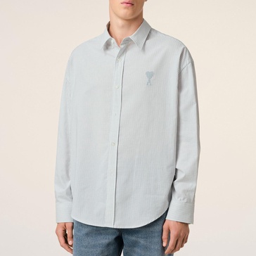 AMI Boxy-Fit Pinstriped Cotton-Poplin Shirt - 40