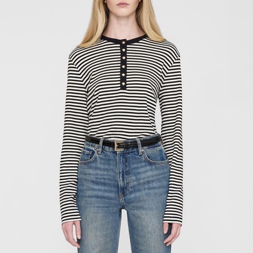 Anine Bing Alessia Striped Stretch-Cotton T-Shirt - XS