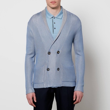 Canali Men's Knitted Jacket - Light Blue - 52/XL