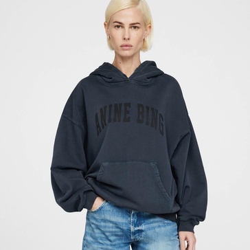 Anine Bing Harvey Logo-Print Cotton-Jersey Hoodie - XS