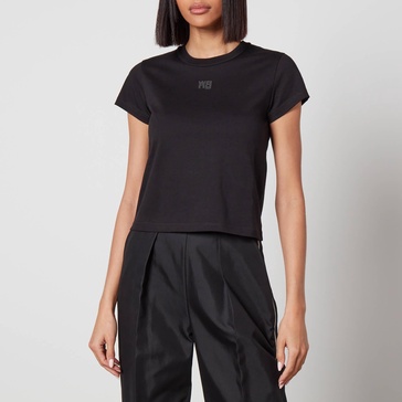 Alexander Wang Women's Essential Jersey Shrunk Tee With Puff Logo And Bound Neck - Black - XXS