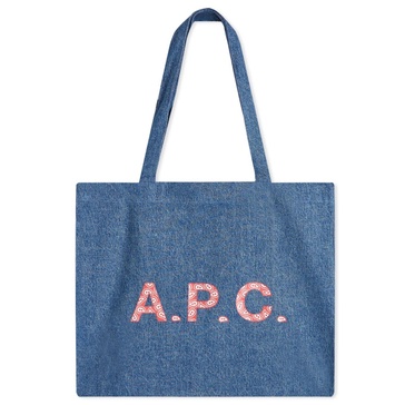 A.P.C. Diane Paisley Logo Denim Shopper