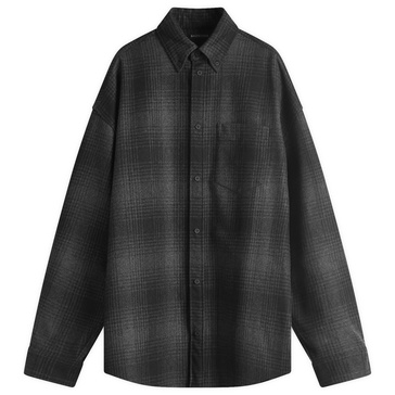 Balenciaga Check Wool Flannel Oversized Shirt