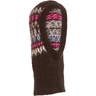 Woman Ultra Soft Brown Balaclava With Icelandic Pattern