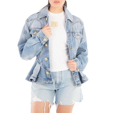 Pleated denim jacket