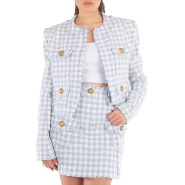 Checked cotton-blend tweed jacket