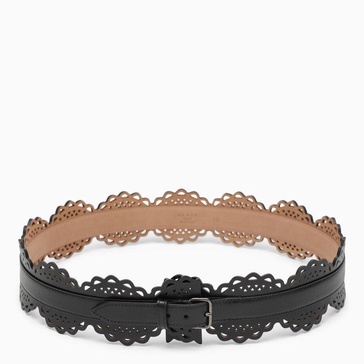 Alaia Vienne Black Perforated Leather Belt Women