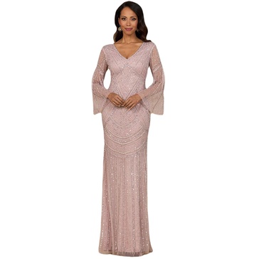 Women's Long Sleeve Beaded Gown