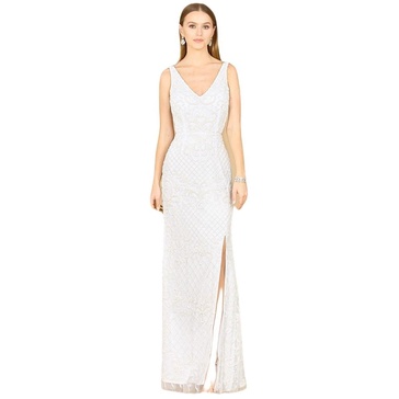 Women's Beaded Bridal Gown with Lace Up Back