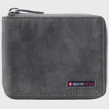 Unisex RFID Safe Zipper Wallet Genuine Leather Zip Around Bifold