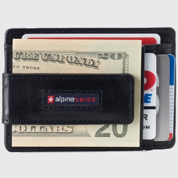 Mens RFID Safe Slim Magnetic Money Clip Leather Front Pocket Wallet